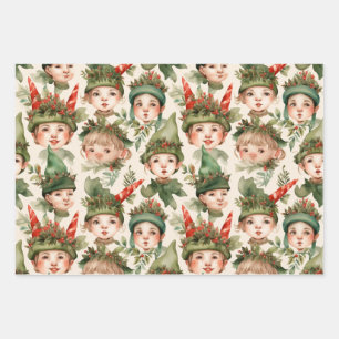 Kerstaxelveeg met Cottage Core-dekking Inpakpapier Vel