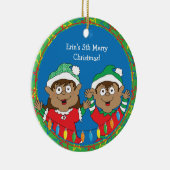 Kerstaxen van kleur keramisch ornament (Rechts)