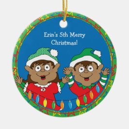 Kerstaxen van kleur keramisch ornament