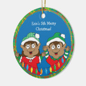 Kerstaxen van kleur keramisch ornament (Links)