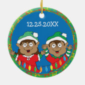 Kerstaxen van kleur keramisch ornament (Achterkant)