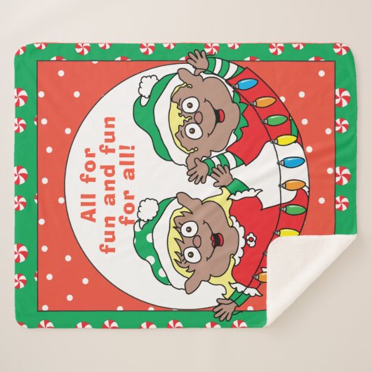 Kerstaxen van kleur sherpa deken (Voorkant (horizontaal))