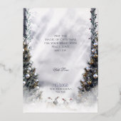 Kerstaxis, Blauwe Merle Rough Collie & Lambs - Folie Feestdagenkaart (Achterkant)