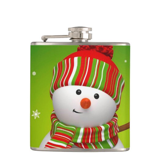 Kerstaxis, gevlekte fles/Snowman Heupfles (Voorkant)