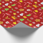 Kerstaxkleurige rode achtergrond cadeaupapier (Hoek)