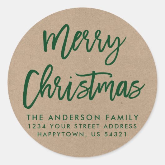 Kerstaxkraft Green Envelope Seal voor penseelscrip Ronde Sticker (Voorkant)