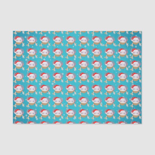 KerstAxolotl met Santa Hat en Fairy Lights Tissuepapier (Voorkant)