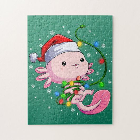 KerstAxolotl Santa Hat Lights Legpuzzel (Verticaal)