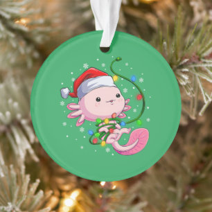 KerstAxolotl Santa Hat Lights Ornament