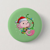 KerstAxolotl Santa Hat Lights Ronde Button 5,7 Cm (Voorkant)