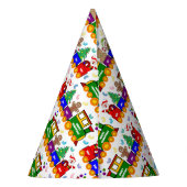 Kerstaxtrein, kleurrijk patroon feesthoedjes (Achterkant)