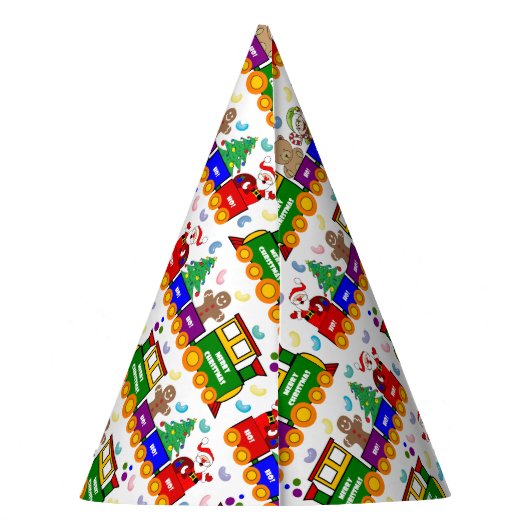 Kerstaxtrein, kleurrijk patroon feesthoedjes (Achterkant)