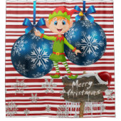 Kerstaygordijn, mooi kerstgordijn, Elf Stripe Douchegordijn (Voorkant)