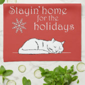 Kerstayin' Home voor de Feestdagen Dish Theedoek (Gevouwen)