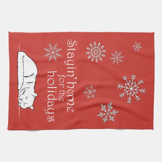 Kerstayin' Home voor de Feestdagen Dish Theedoek (Horizontaal)