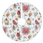 Kerstaymbolen Patroonkardinaal, Poinsettia Imitatie Linnen Kerstboom Kleed (Voorkant)