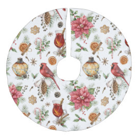 Kerstaymbolen Patroonkardinaal, Poinsettia Imitatie Linnen Kerstboom Kleed