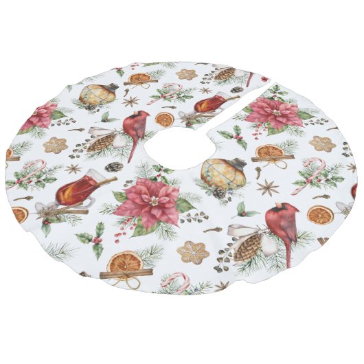 Kerstaymbolen Patroonkardinaal, Poinsettia Imitatie Linnen Kerstboom Kleed (Gekanteld)