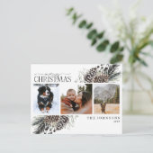 Kerstazwarte winter Pinecone Botanical Ho Feestdagenkaart (Staand voorkant)