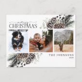 Kerstazwarte winter Pinecone Botanical Ho Feestdagenkaart (Voorkant)