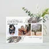 Kerstazwarte winter Pinecone Botanical Ho Feestdagenkaart (Staand voorkant)