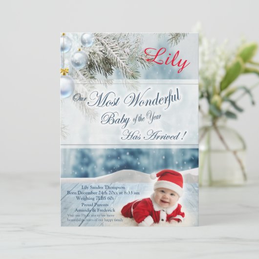 kerstBaby Aankondiging (Staand voorkant)