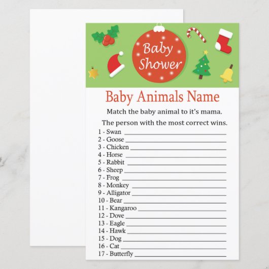 Kerstbaby baby shower (Voorkant / Achterkant)