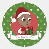 kerstbaby cartoon ronde sticker (Voorkant)
