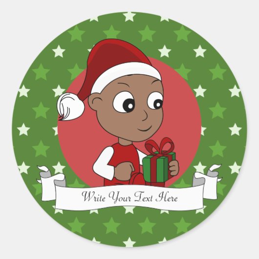 kerstbaby cartoon ronde sticker (Voorkant)