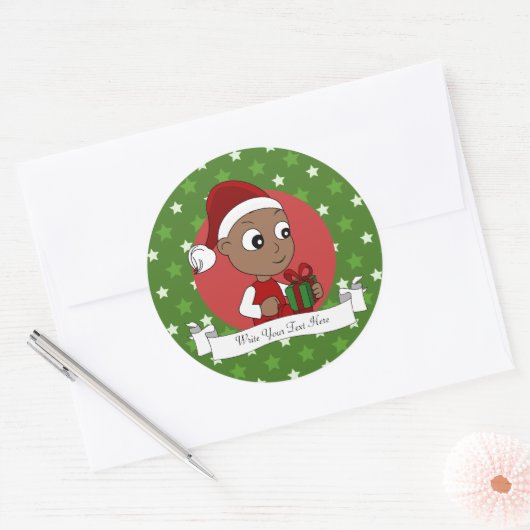 kerstbaby cartoon ronde sticker (Envelop)