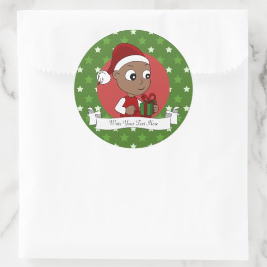 kerstbaby cartoon ronde sticker (Tas)