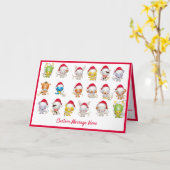 Kerstbaby Dieren Santa Hat Holiday Greep Kaart (Gele Bloem)