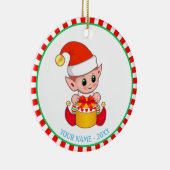 Kerstbaby-elf & aangepaste naam keramisch ornament (Rechts)