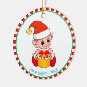 Kerstbaby-elf & aangepaste naam keramisch ornament (Links)