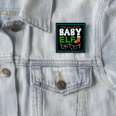 Kerstbaby-elf ontwerp-84608 vierkante button 5,1 cm (In situ)