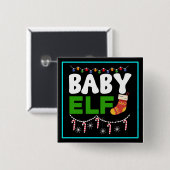 Kerstbaby-elf ontwerp-84608 vierkante button 5,1 cm (Voorkant /achterkant)