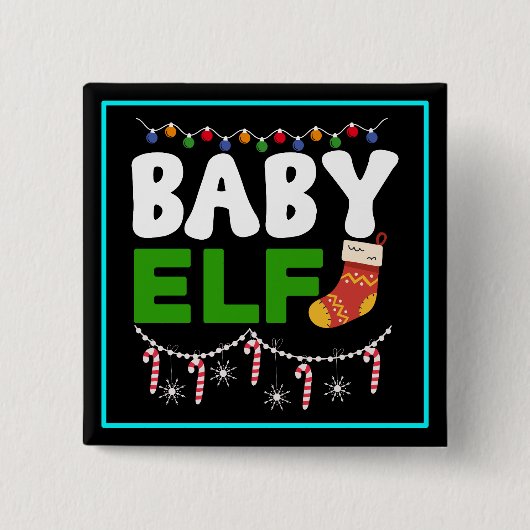 Kerstbaby-elf ontwerp-84608 vierkante button 5,1 cm (Voorkant)