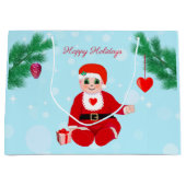 Kerstbaby, harten en dennen groot cadeauzakje (Voorkant)