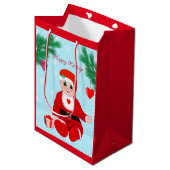 Kerstbaby, harten en dennen medium cadeauzakje (Voorkant Gekanteld)