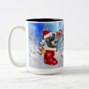 KERSTBABY KOALA MET TEDDYBEER TWEEKLEURIGE KOFFIEMOK