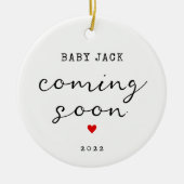 Kerstbaby komt binnenkort naam ornament (Voorkant)