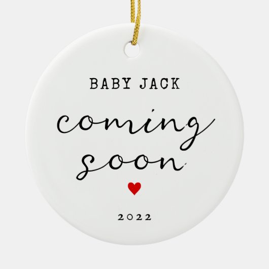 Kerstbaby komt binnenkort naam ornament (Voorkant)