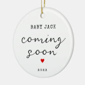 Kerstbaby komt binnenkort naam ornament (Links)