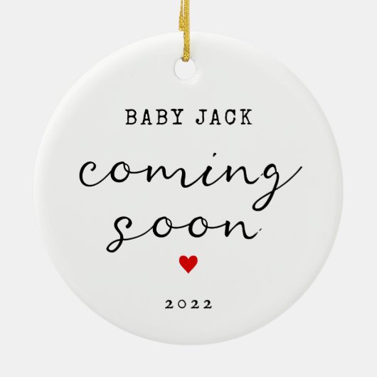 Kerstbaby komt binnenkort naam ornament (Achterkant)