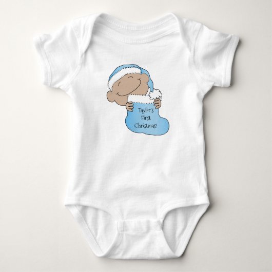 Kerstbaby met blauwe muts romper (Voorkant)