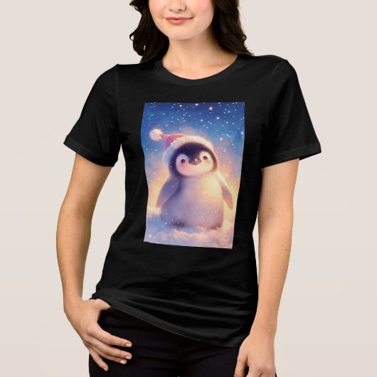 Kerstbaby Pinguïn Tri-Blend Shirt (Voorkant)