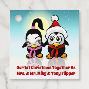 Kerstbaby Pinguïns Bedankjes Labels