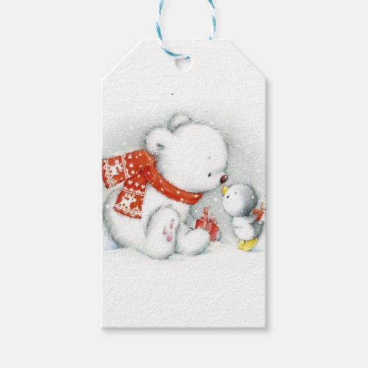 KerstBaby Polar Beer Kissingvogel Cadeaulabel (Voorkant)