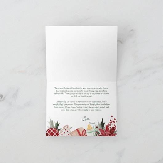 kerstBaby shower Bedankkaart (Binnen)