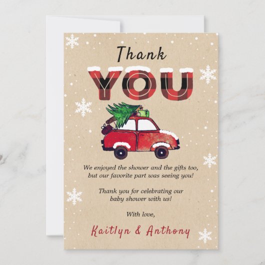 kerstBaby shower Bedankkaart (Voorkant)